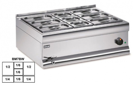 Мармит настольный 2*GN1/2 + 2*GN1/4 + 3*GN1/6 Lincat BM7BWFL